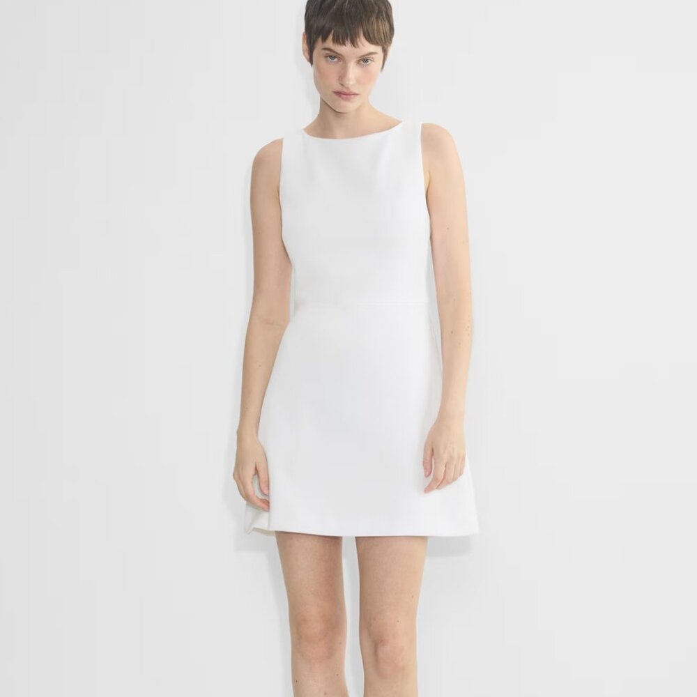 Aritzia White Sleeveless Boatneck Mini Dress